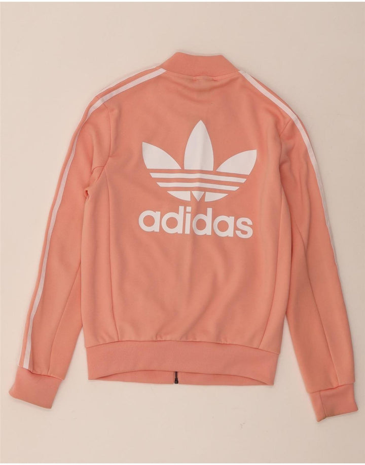 Adidas Womens Graphic Tracksuit Top Jacket UK 6 XS  Orange Polyester