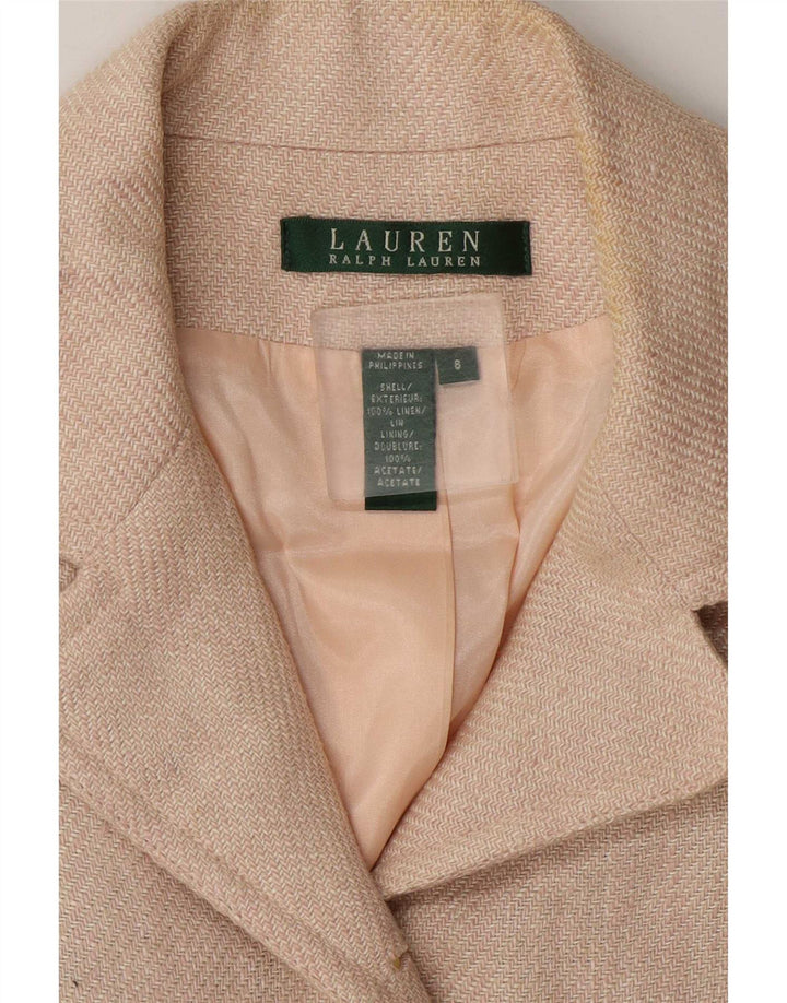Ralph Lauren Womens 7 button Blazer Jacket US 8 Medium Beige Linen