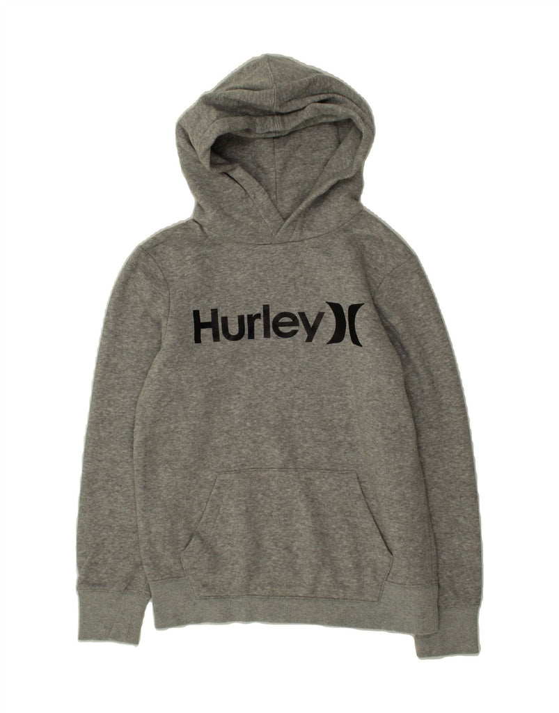 HURLEY Boys Graphic Hoodie Jumper 10-11 Years Medium Grey Cotton Vintage Hurley and Second-Hand Hurley from Messina Hembry 