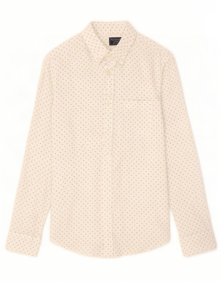 Abercrombie & Fitch Mens Shirt Medium White Geometric Linen
