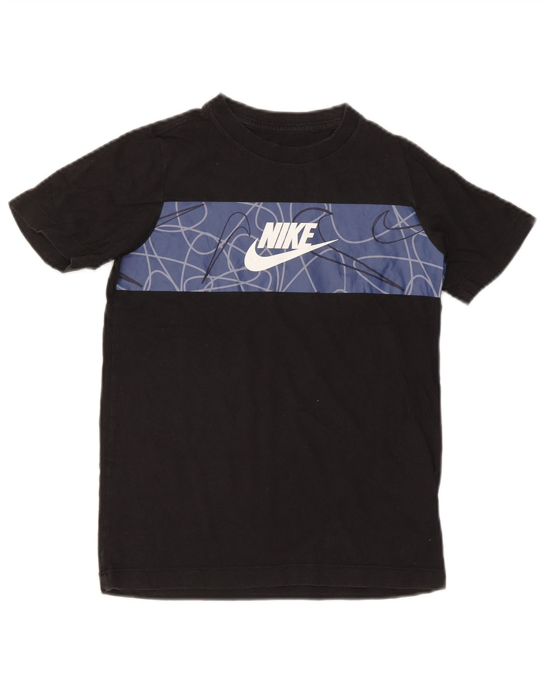 Nike Boys Graphic T-Shirt Top 10-11 Years Medium Black Geometric Cotton