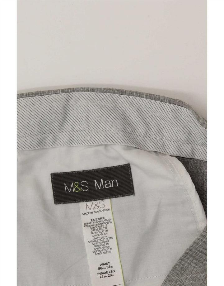 Marks & Spencer Mens Pegged Suit Trousers W32 L29 Grey Polyester