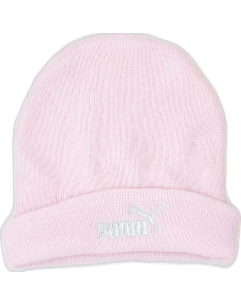 PUMA Womens Graphic Beanie Hat One Size Pink Acrylic Winter | Vintage | Thrift | Second-Hand | Used Clothing | Messina Hembry 