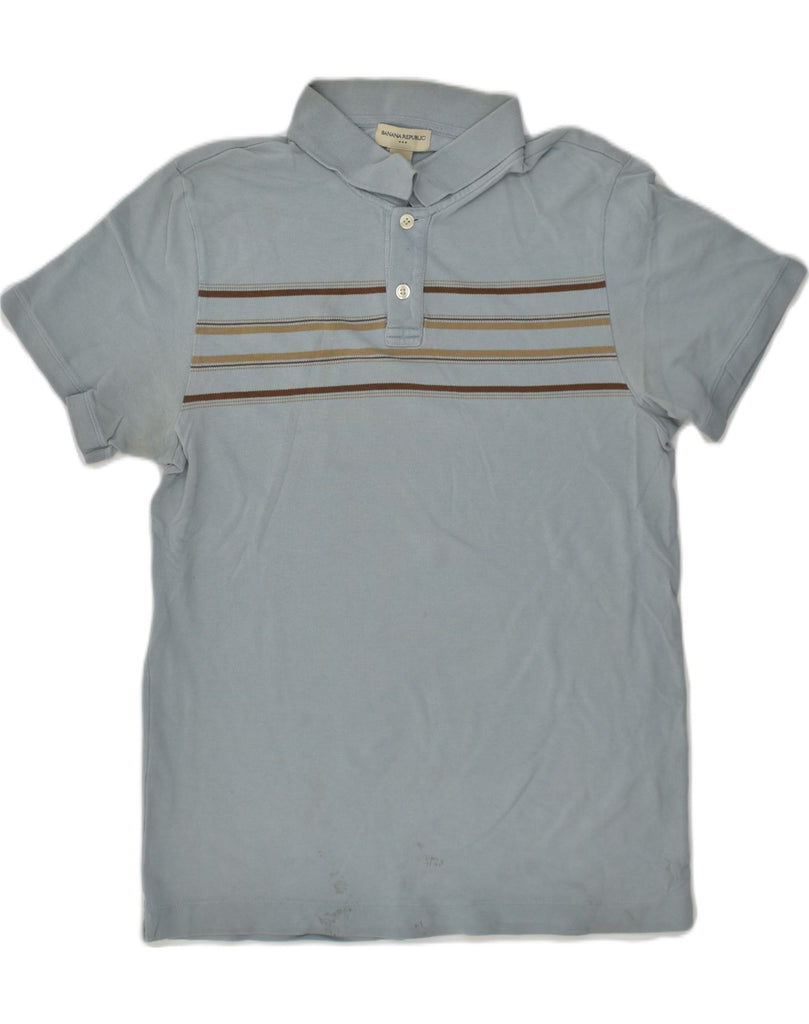 BANANA REPUBLIC Mens Polo Shirt Large Blue Striped Cotton | Vintage Banana Republic | Thrift | Second-Hand Banana Republic | Used Clothing | Messina Hembry 