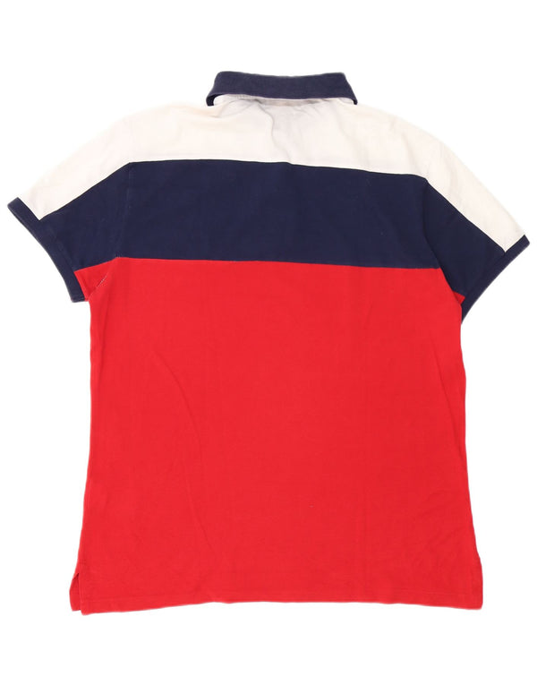 Polo Ralph Lauren Mens Custom Slim Fit Polo Shirt Large Red Colourblock