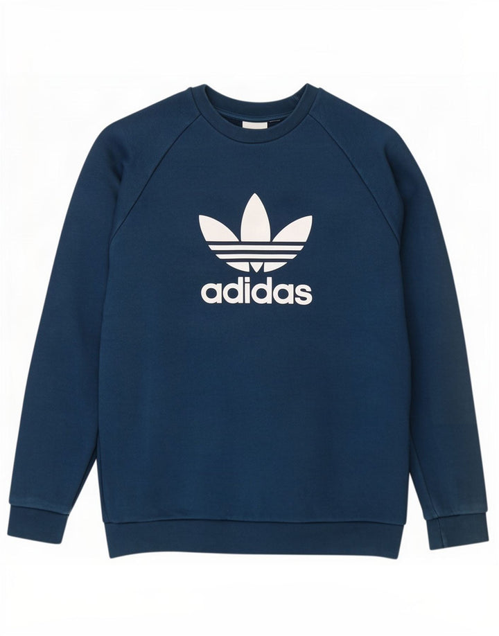 Adidas Mens Graphic Sweatshirt Jumper Medium Blue Cotton