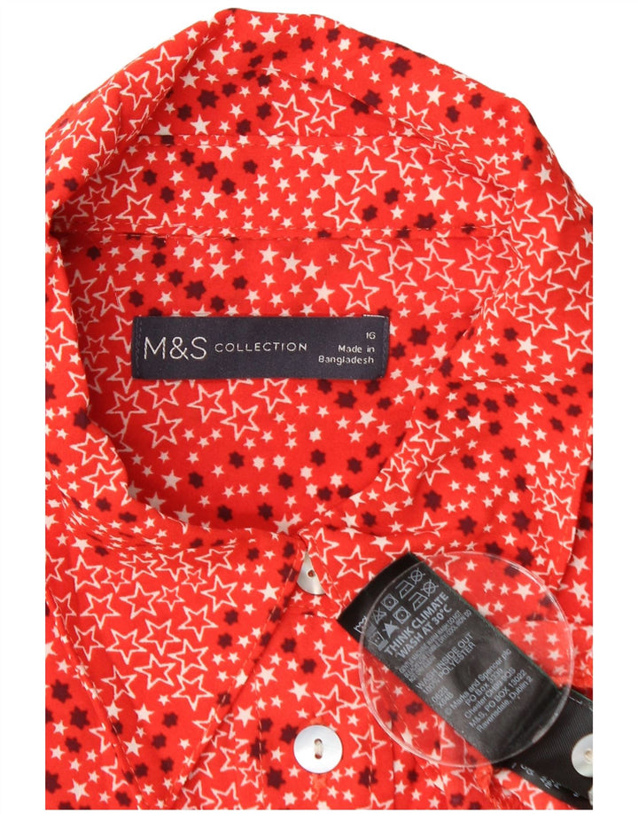MARKS & SPENCER Womens Shirt UK 16 Large Red Geometric Polyester