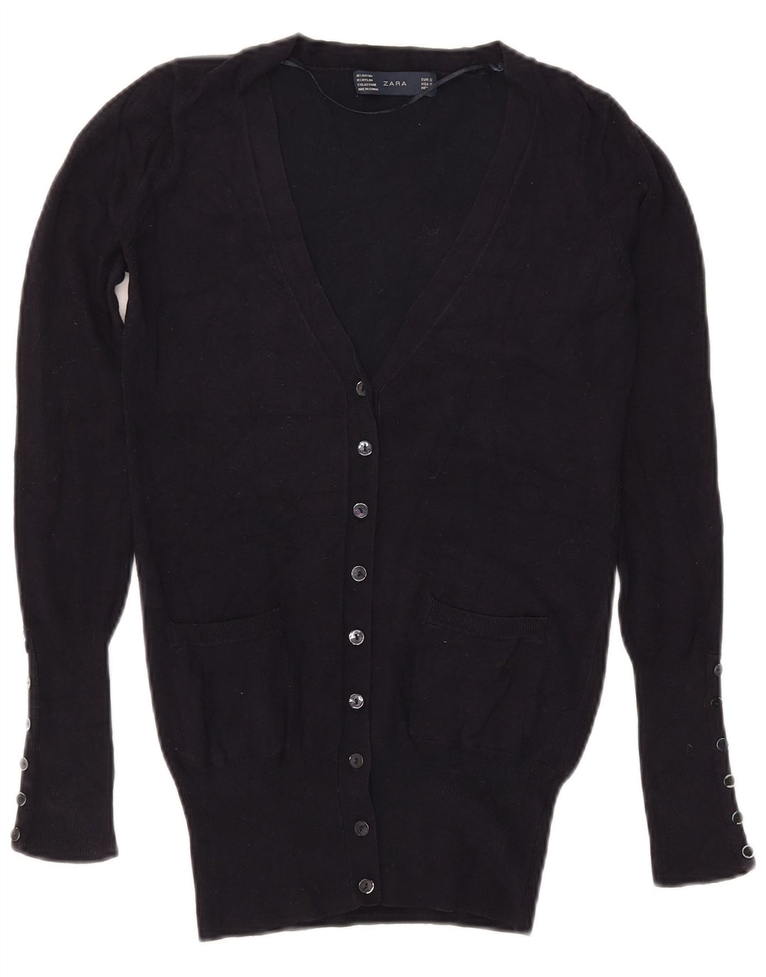 Zara Womens Cardigan Sweater UK 10 Small Navy Blue Rayon