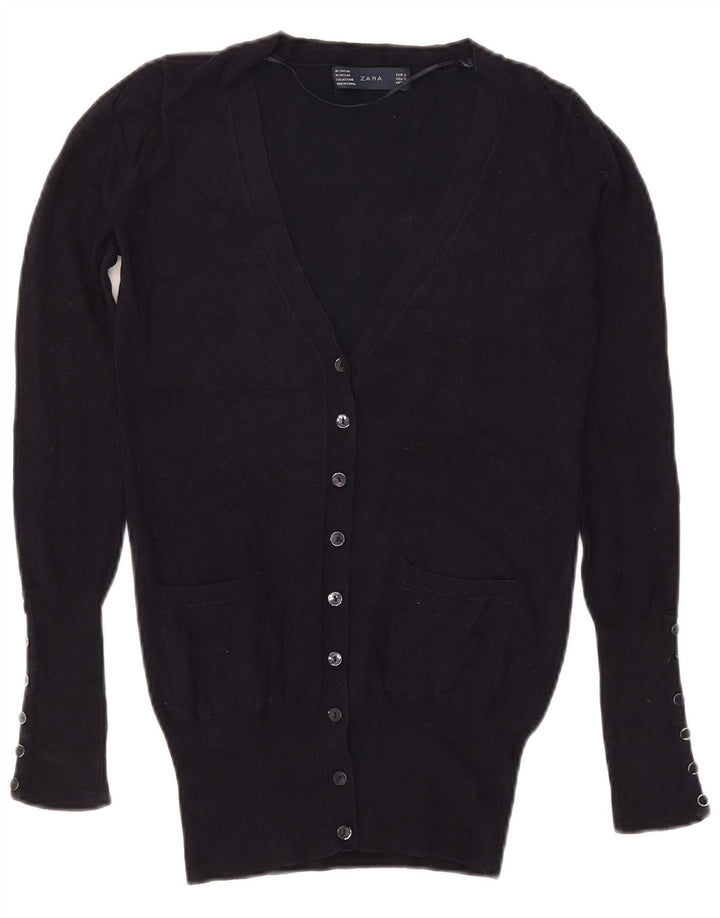 Zara Womens Cardigan Sweater UK 10 Small Navy Blue Rayon