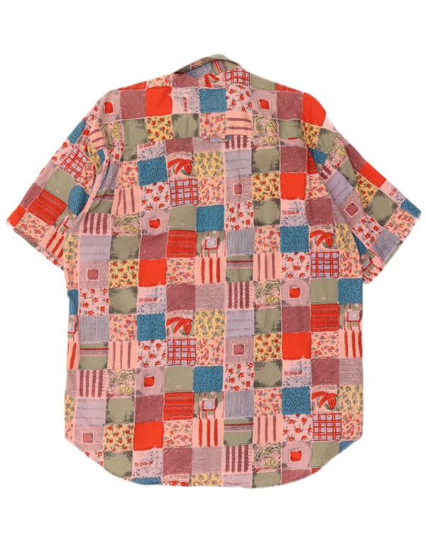 Vintage Mens Short Sleeve Shirt XL Multicoloured Patchwork Cotton