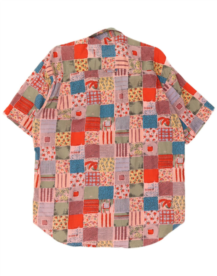 Vintage Mens Short Sleeve Shirt XL Multicoloured Patchwork Cotton
