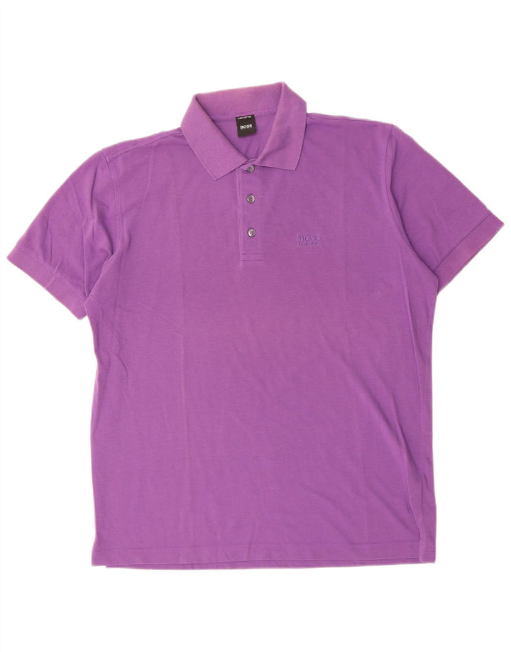 HUGO BOSS Mens Polo Shirt Medium Purple Cotton