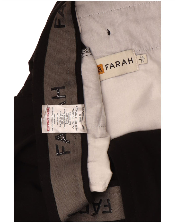 Farah Mens Straight Suit Trousers W40 L31 Black Polyester