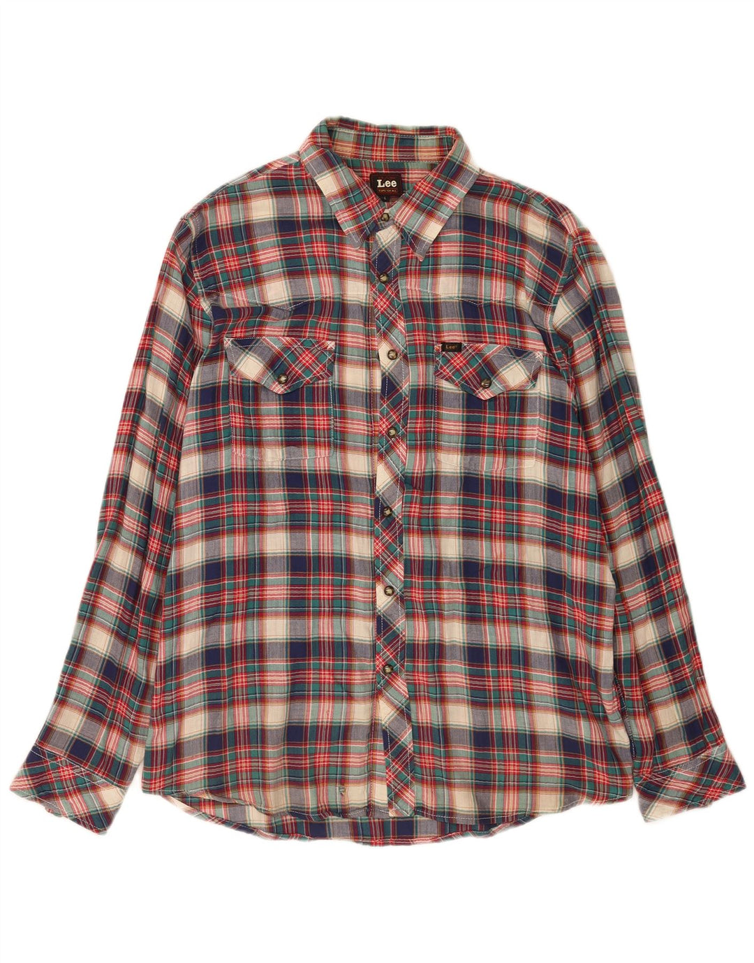 Lee Mens Flannel Shirt Large Multicoloured Check Cotton