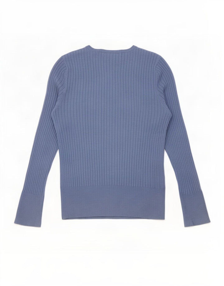Marks & Spencer Womens Regular Top Long Sleeve UK 12 Medium Blue Viscose
