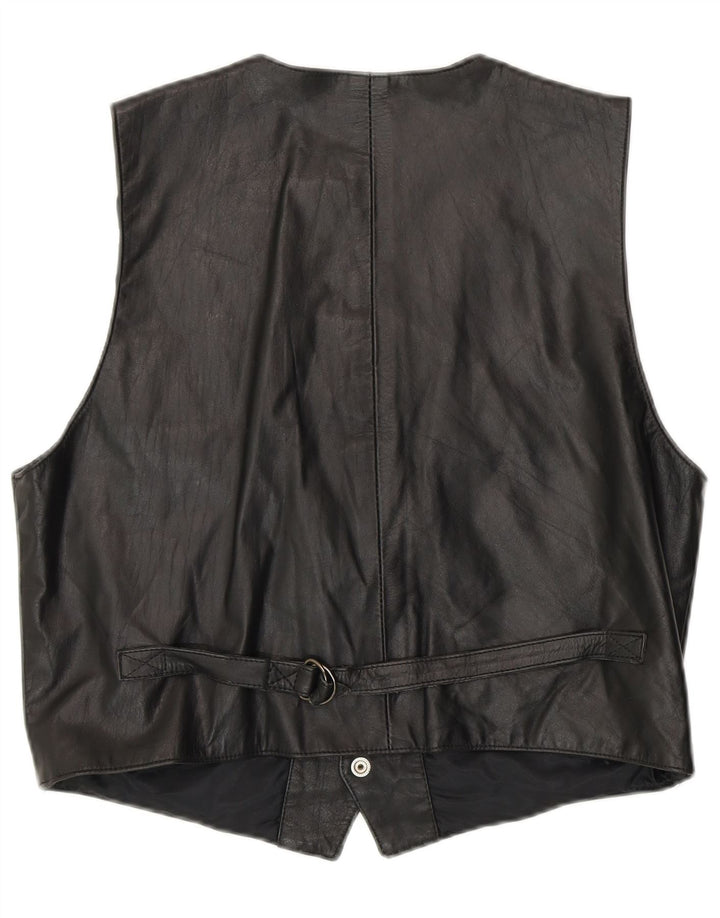 Rifle Womens Leather Waistcoat UK 16 Large Black Biker