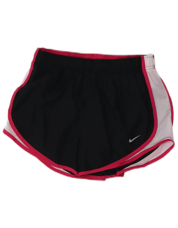 NIKE Womens Dri Fit Sport Shorts UK 8 Small  Black Colourblock Polyester