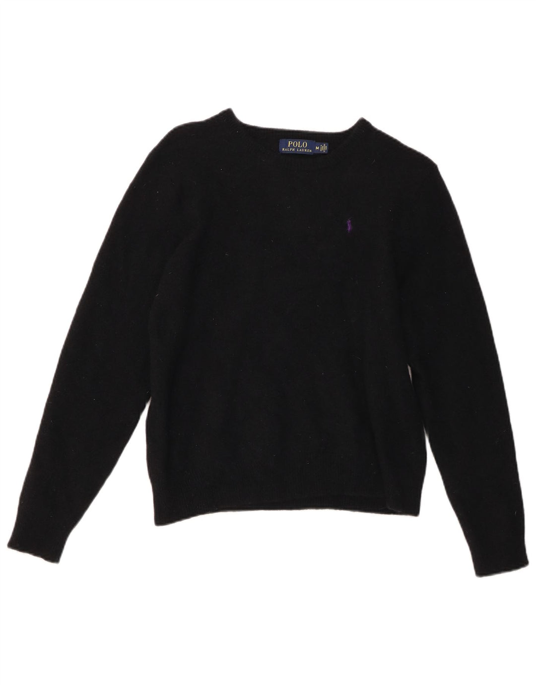 POLO RALPH LAUREN Womens Boat Neck Jumper Sweater UK 12 Medium Black