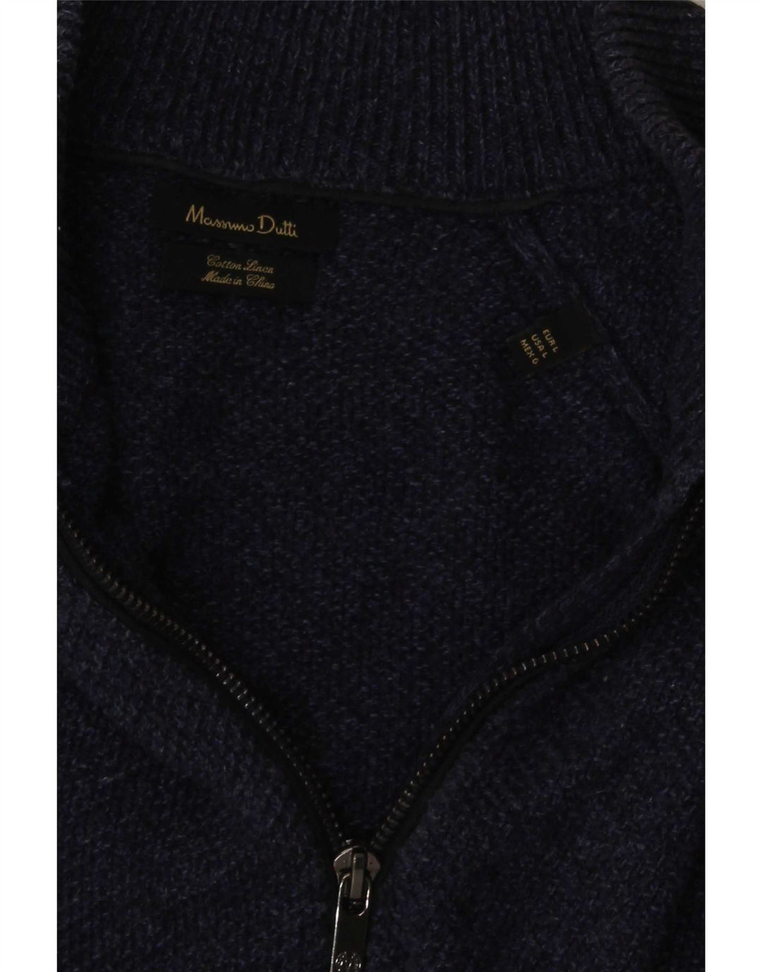Massimo Dutti Mens Cardigan Sweater Large Navy Blue Cotton