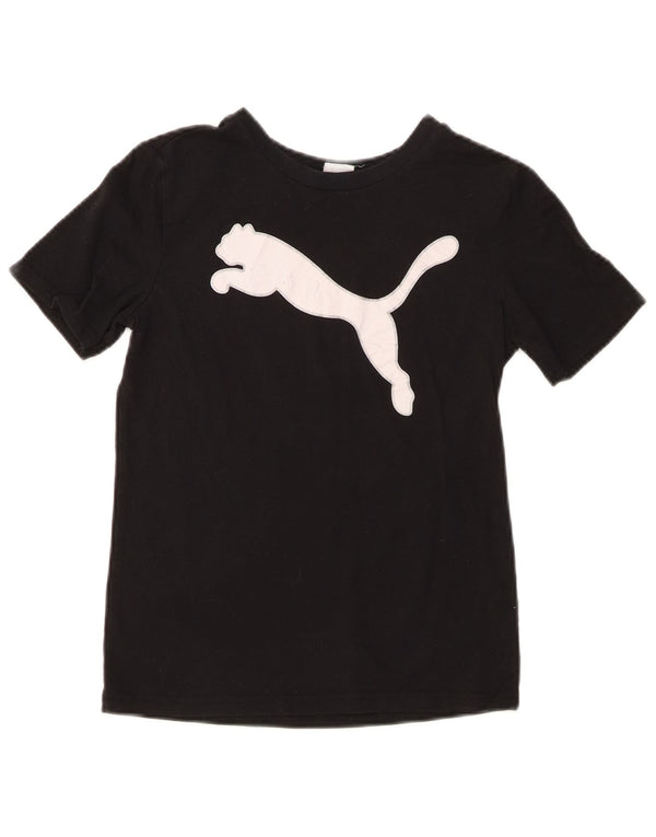 PUMA Girls Graphic T-Shirt Top 10-11 Years Medium Black Cotton