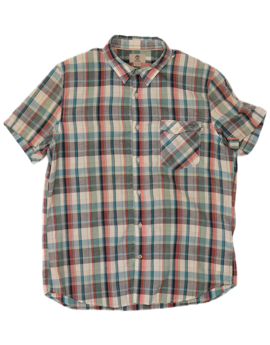 TIMBERLAND Mens Slim Fit Short Sleeve Shirt XL Multicoloured Check Cotton