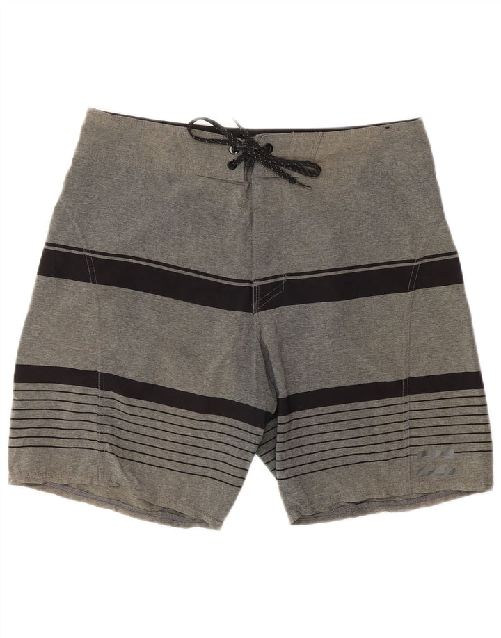 Billabong Mens Swimming Shorts Medium Grey Striped Polyester
