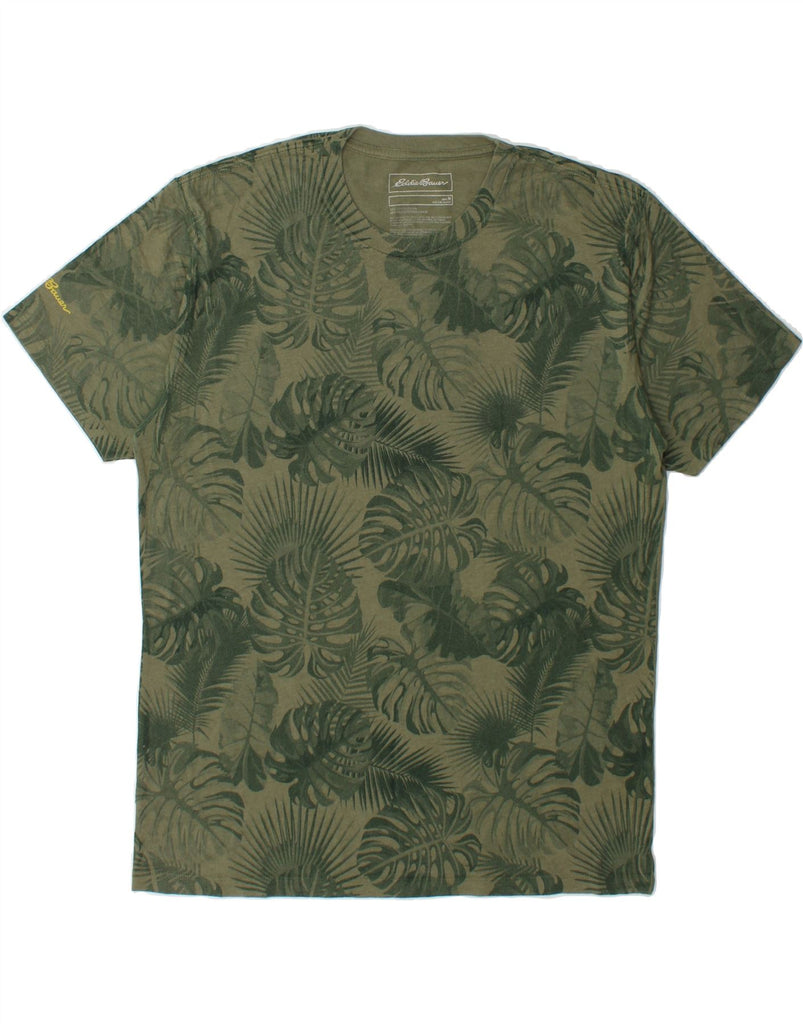 EDDIE BAUER Mens Abstract Pattern T-Shirt Top Medium Green Cotton Vintage Eddie Bauer and Second-Hand Eddie Bauer from Messina Hembry 