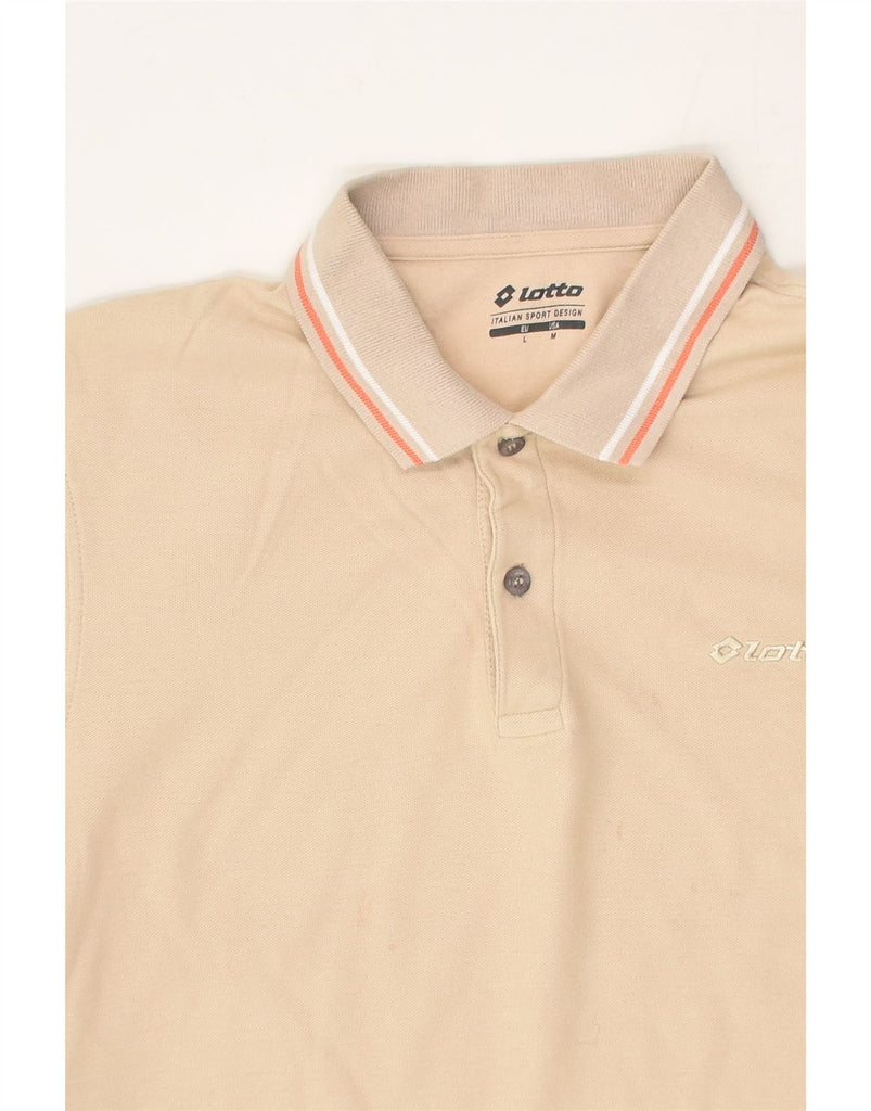 LOTTO Mens Polo Shirt Large Beige Cotton | Vintage Lotto | Thrift | Second-Hand Lotto | Used Clothing | Messina Hembry 