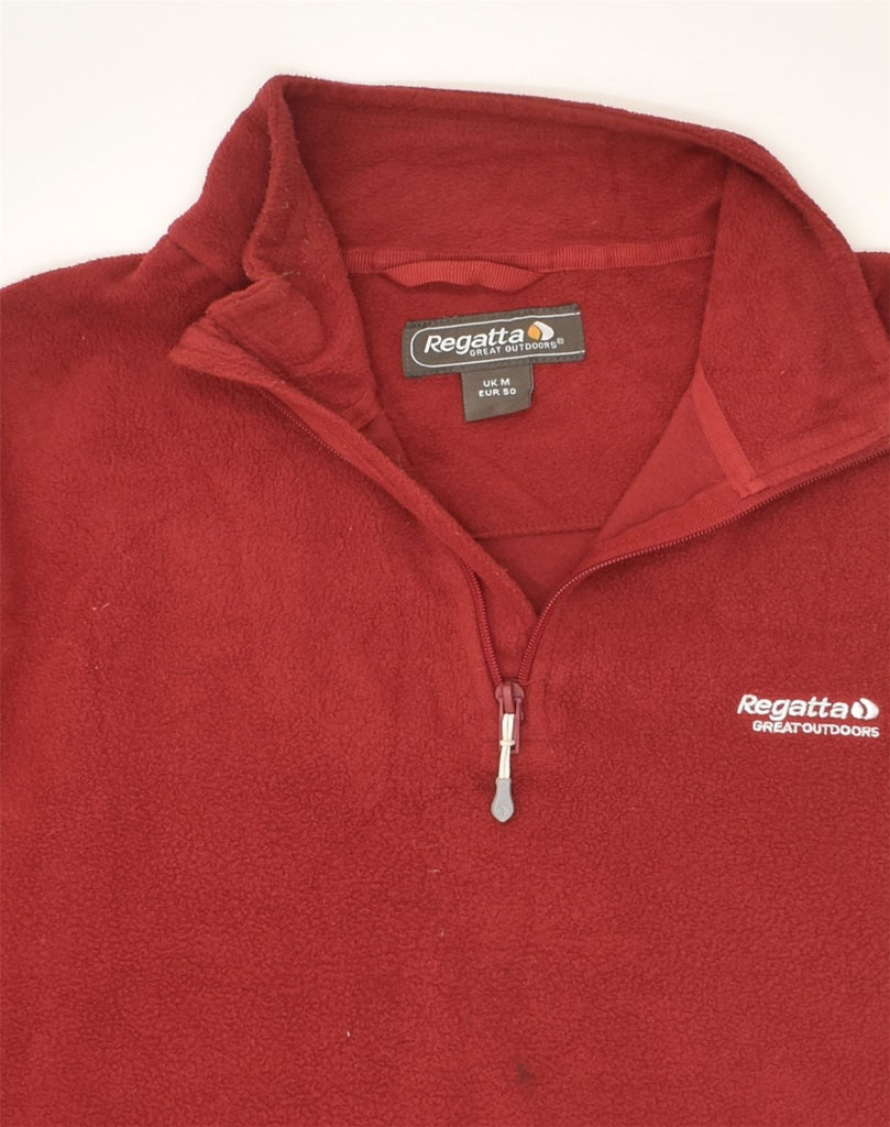 REGATTA Mens Zip Neck Fleece Jumper Medium Red Polyester | Vintage Regatta | Thrift | Second-Hand Regatta | Used Clothing | Messina Hembry 