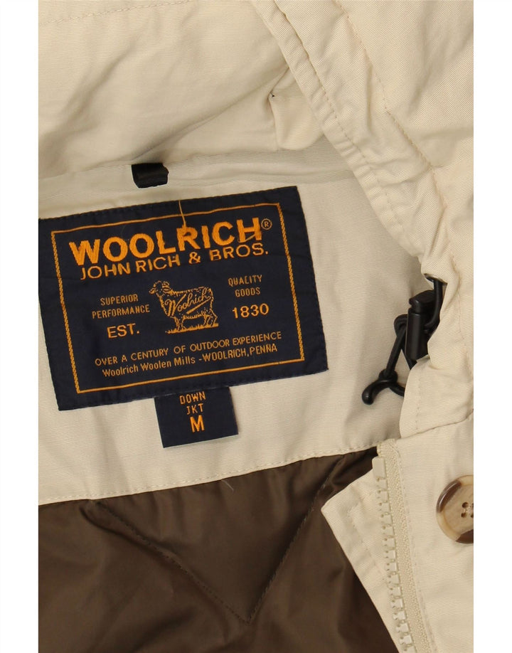 Woolrich Womens Hooded Padded Coat UK 14 Medium Off White