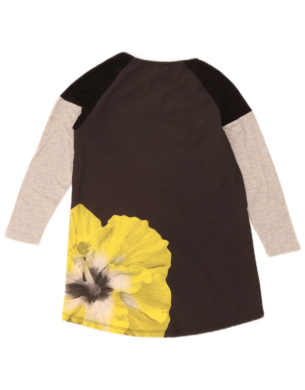Replay Girls Graphic Top Long Sleeve 7-8 Years Grey Colourblock Viscose