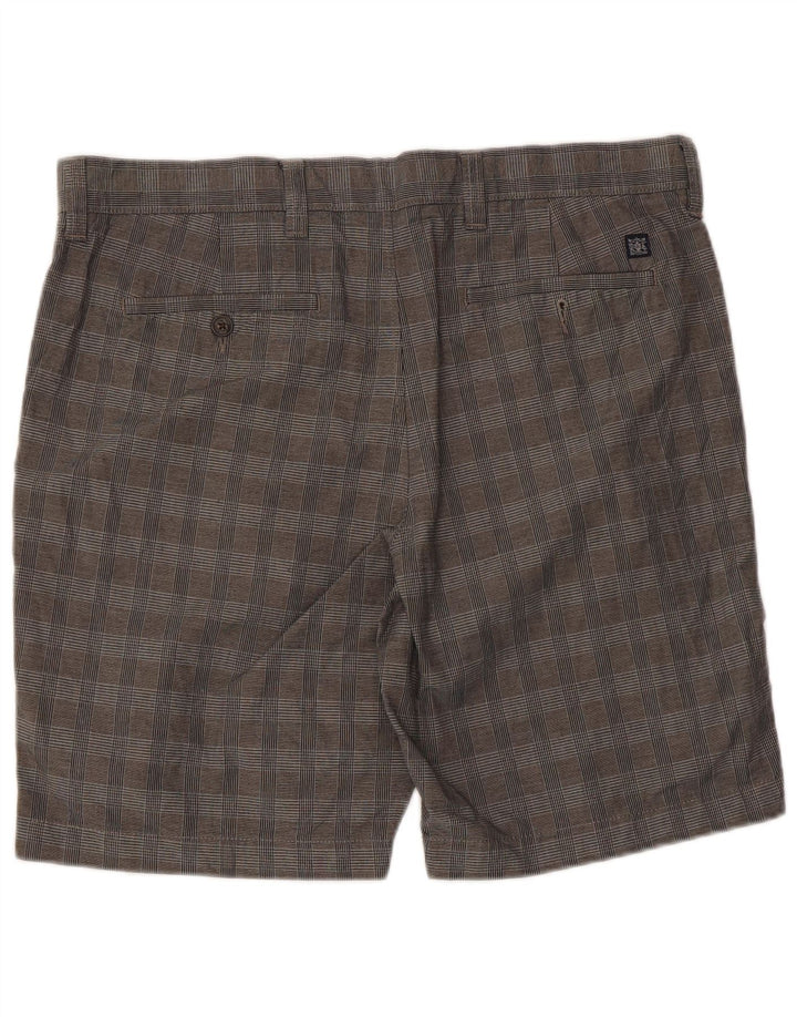 Marks & Spencer Mens Chino Shorts W36 Large Grey Check Cotton