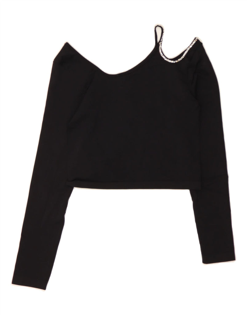 ZARA Womens Crop Off Shoulder Top UK 12 Medium Black Polyamide Vintage Zara and Second-Hand Zara from Messina Hembry 