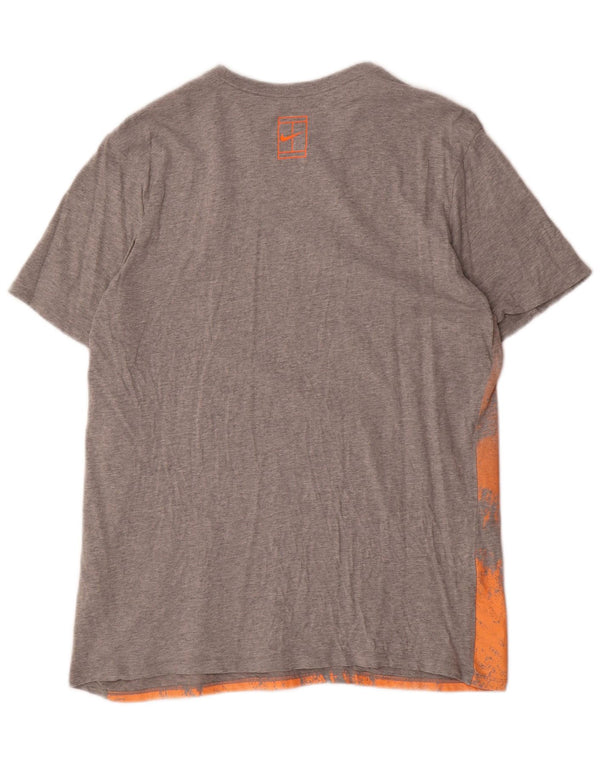 Nike Mens Athletic Cut Graphic T-Shirt Top Large Grey Colourblock Cotton