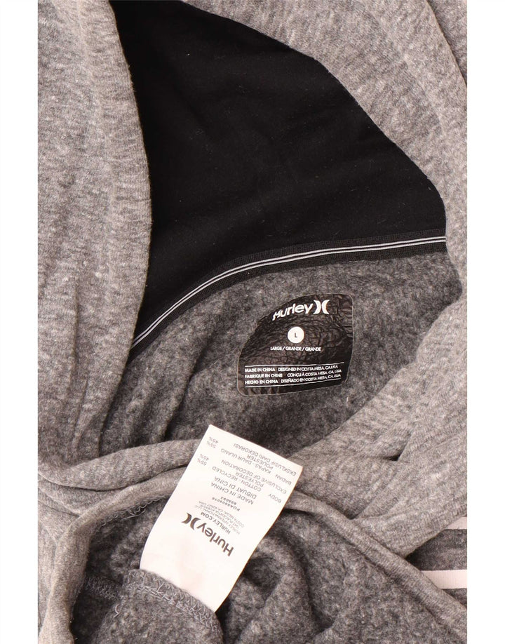 Hurley Mens Graphic Hoodie Jumper Large Grey Cotton