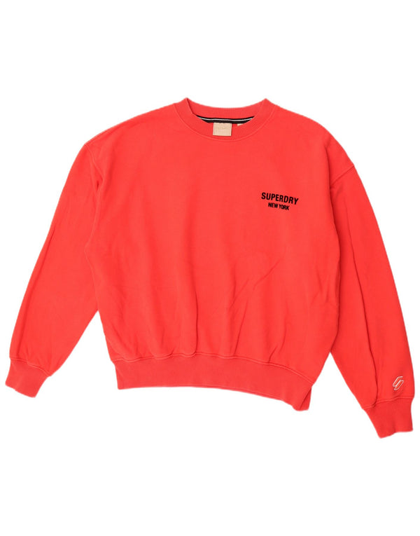 Superdry Womens Oversized Sweatshirt Jumper UK 14 Large  Red Cotton