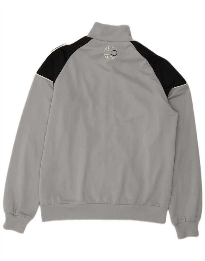 ADIDAS Boys Tracksuit Top Jacket 13-14 Years Grey Colourblock Polyester