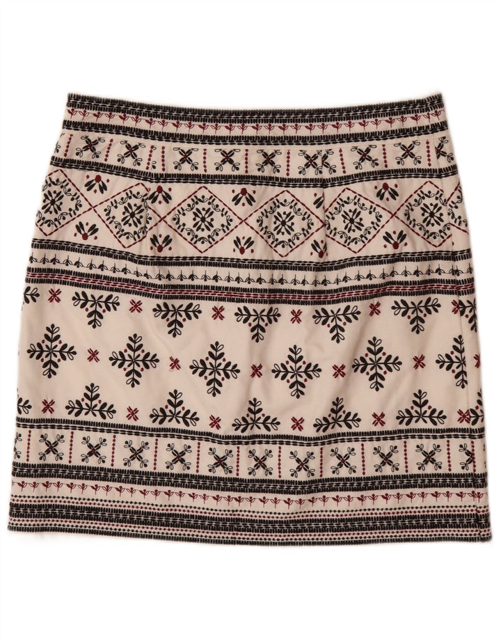 WHITE STUFF Womens Mini Skirt UK 10 Small W32  Off White Fair Isle Cotton