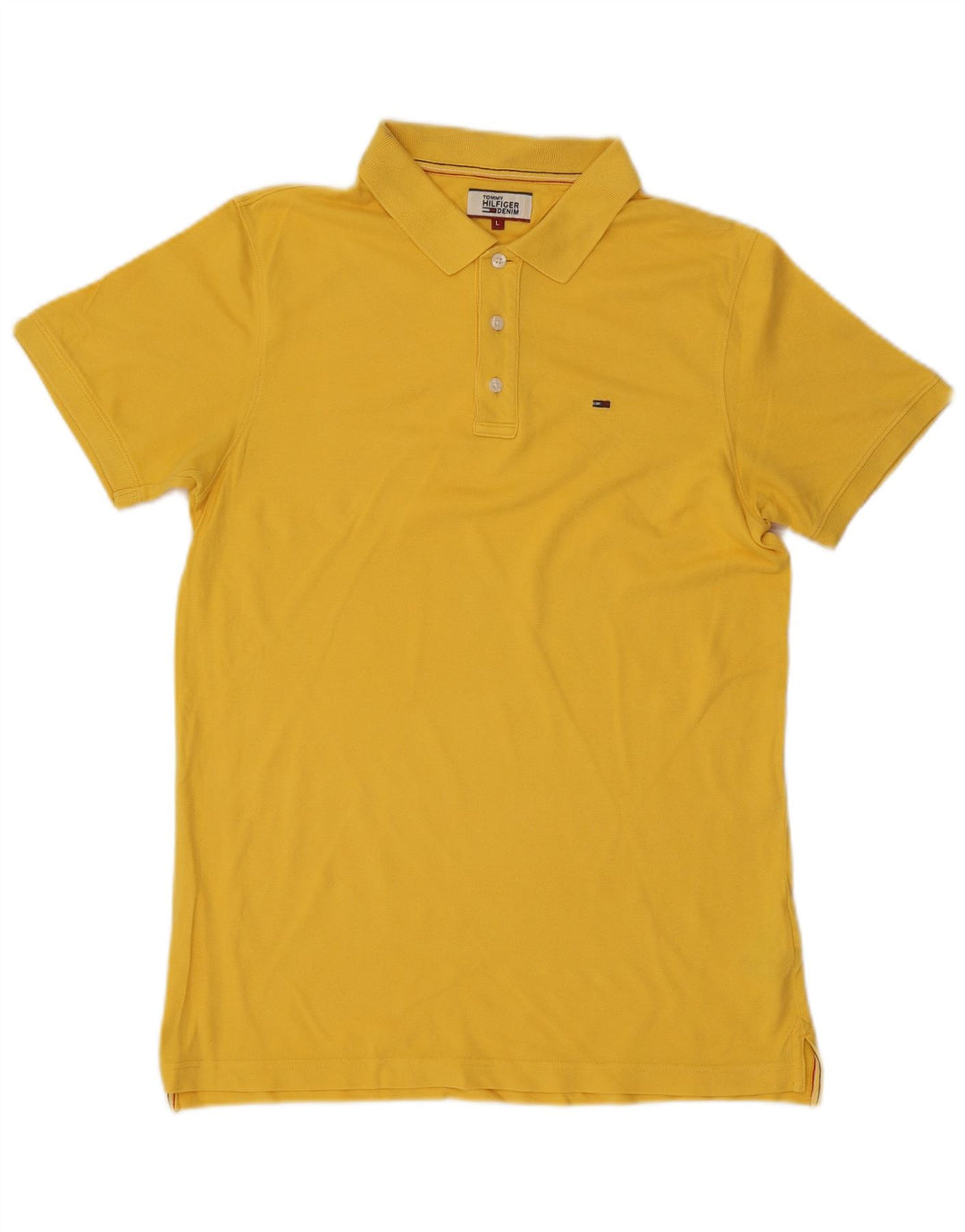 Tommy Hilfiger Mens Polo Shirt Large Yellow Cotton