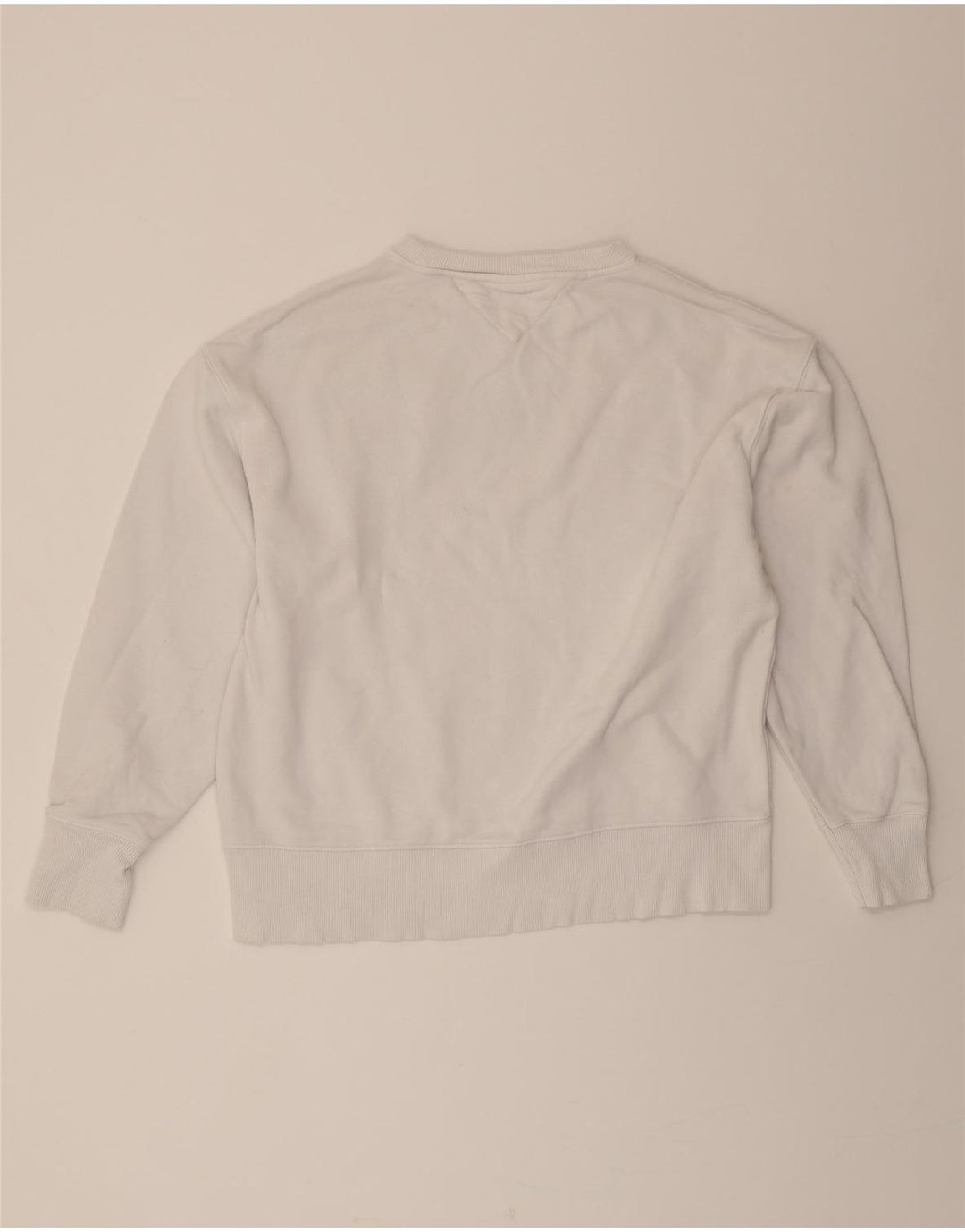 TOMMY HILFIGER Womens Oversized Sweatshirt Jumper UK 14 Medium White Vintage Tommy Hilfiger and Second-Hand Tommy Hilfiger from Messina Hembry 