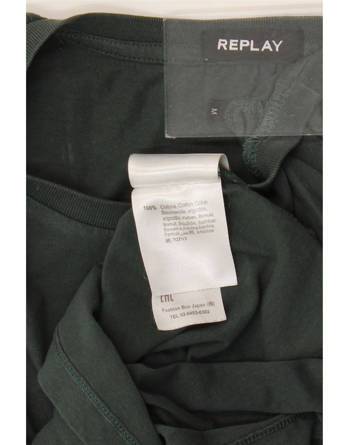 Replay Mens T-Shirt Top Medium Green Cotton