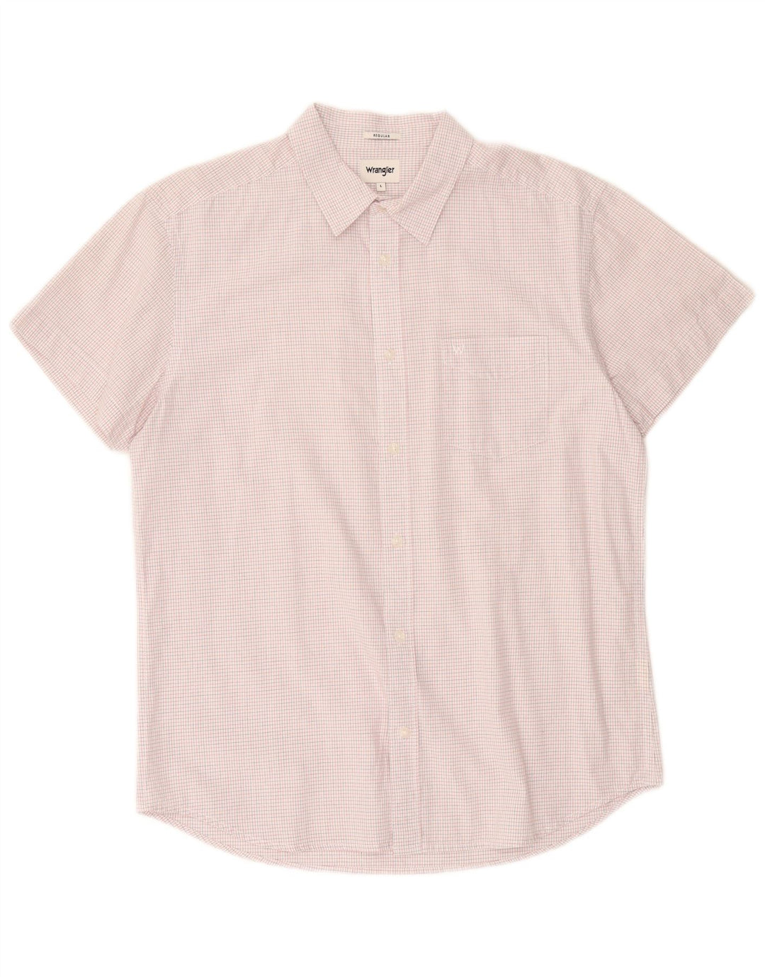 Wrangler Mens Short Sleeve Regular Fit Shirt Large White Check