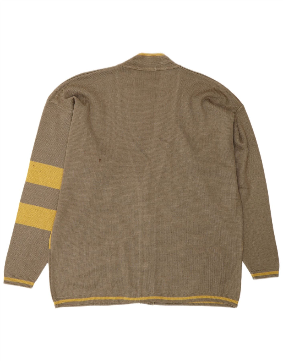 VINTAGE Mens Loose Fit Cardigan Sweater Large Green Striped Polyamide