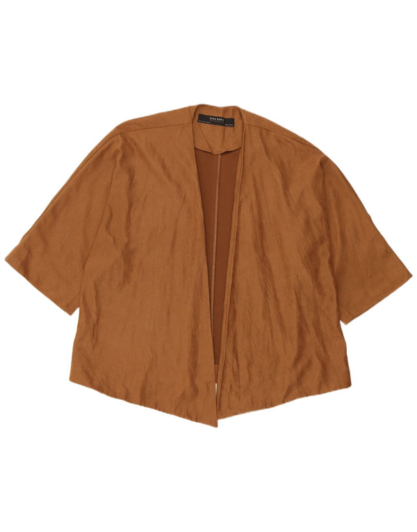 Zara Womens 3/4 Sleeve Cardigan Top UK 14 Medium Brown