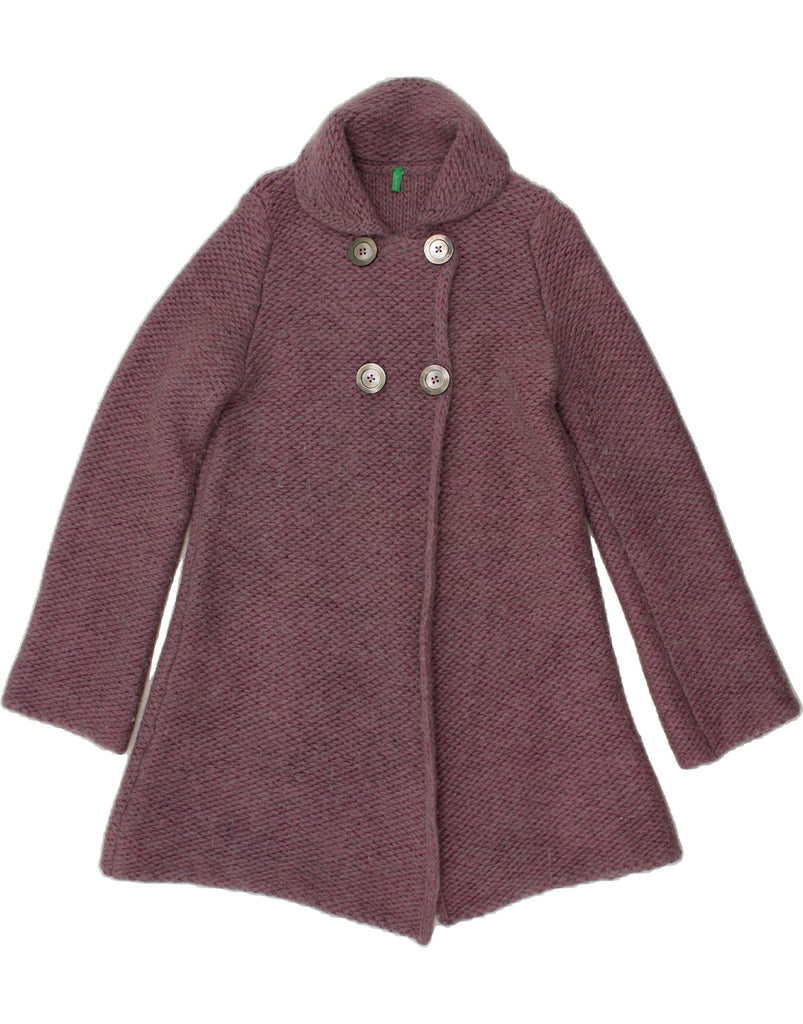 BENETTON Girls Knit Overcoat 11-12 Years 2XL  Purple Acrylic Vintage Benetton and Second-Hand Benetton from Messina Hembry 