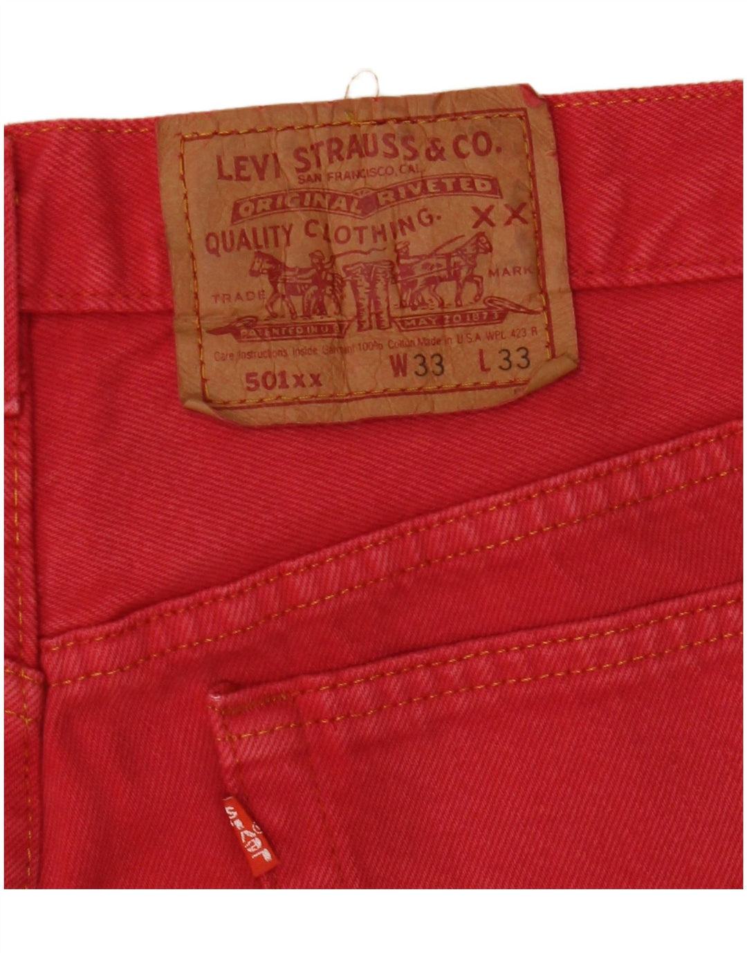 Levi's Mens 501 Straight Jeans W33 L27 Red