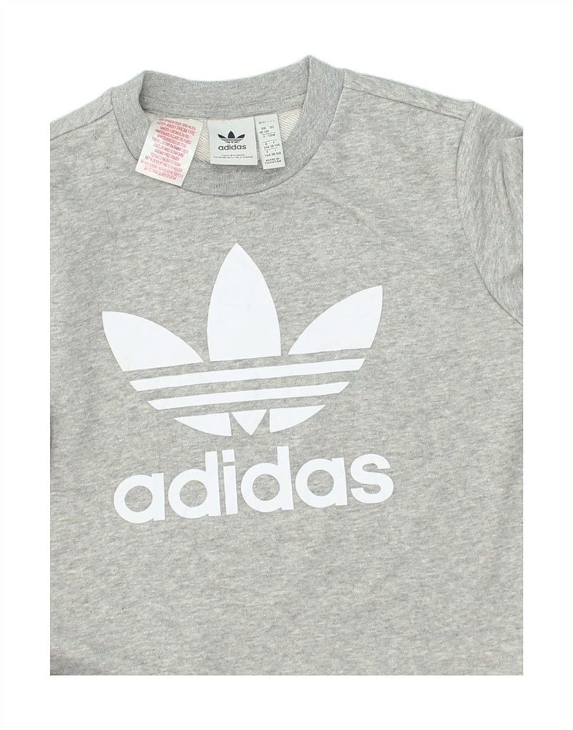 ADIDAS Boys Graphic Sweatshirt Jumper 10-11 Years Grey Cotton | Vintage Adidas | Thrift | Second-Hand Adidas | Used Clothing | Messina Hembry 