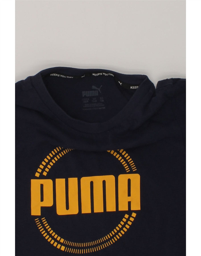 PUMA Boys Graphic T-Shirt Top 7-8 Years Navy Blue | Vintage Puma | Thrift | Second-Hand Puma | Used Clothing | Messina Hembry 