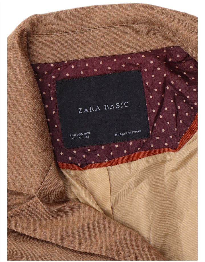 Zara Womens 1 Button Blazer Jacket UK 18 XL Beige