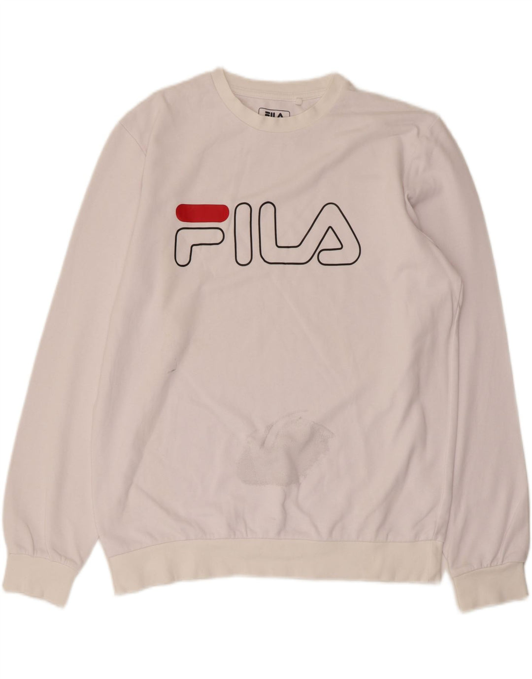 FILA Mens Graphic Sweatshirt Jumper Large White Cotton